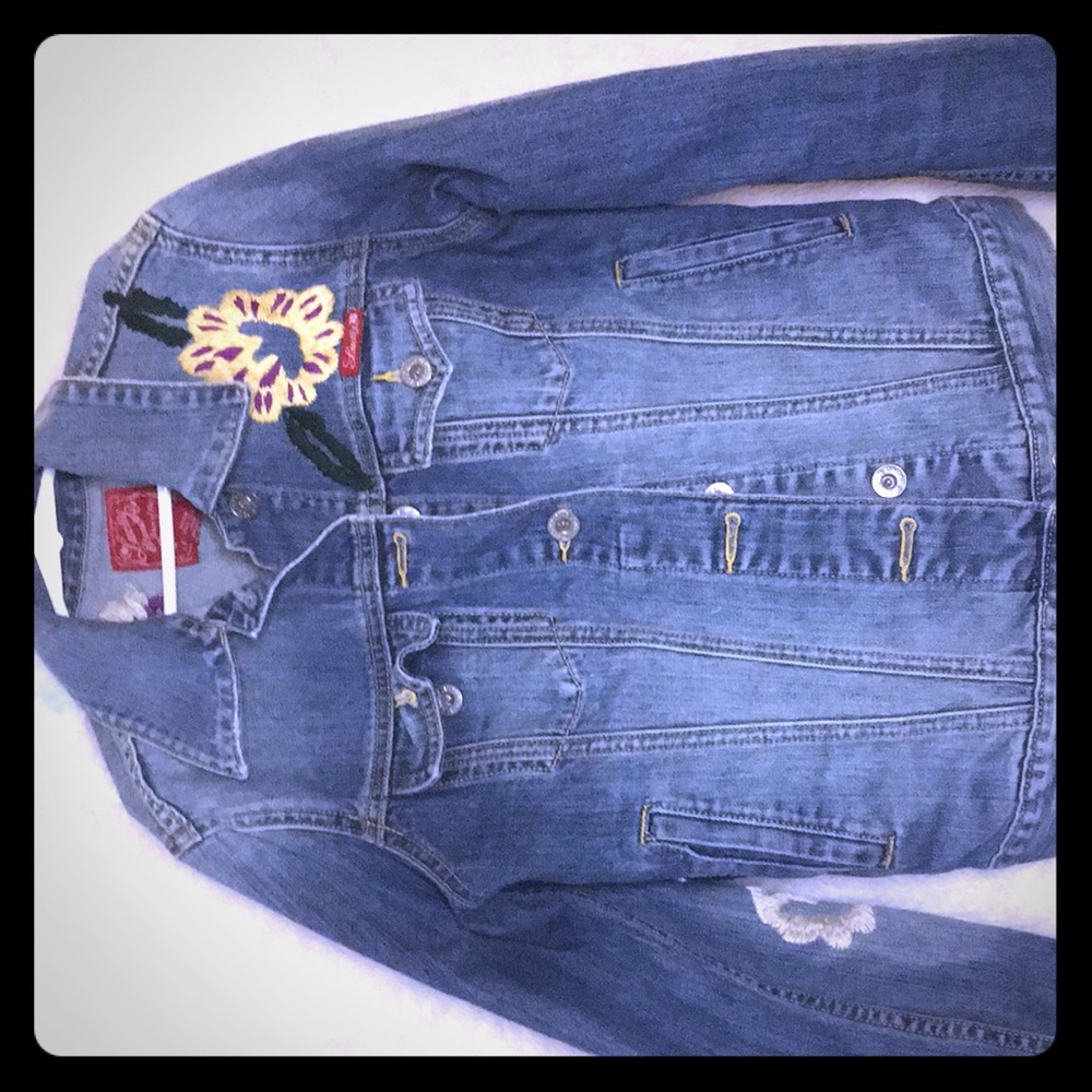 Lucky Brand Embroidered Denim Jacket